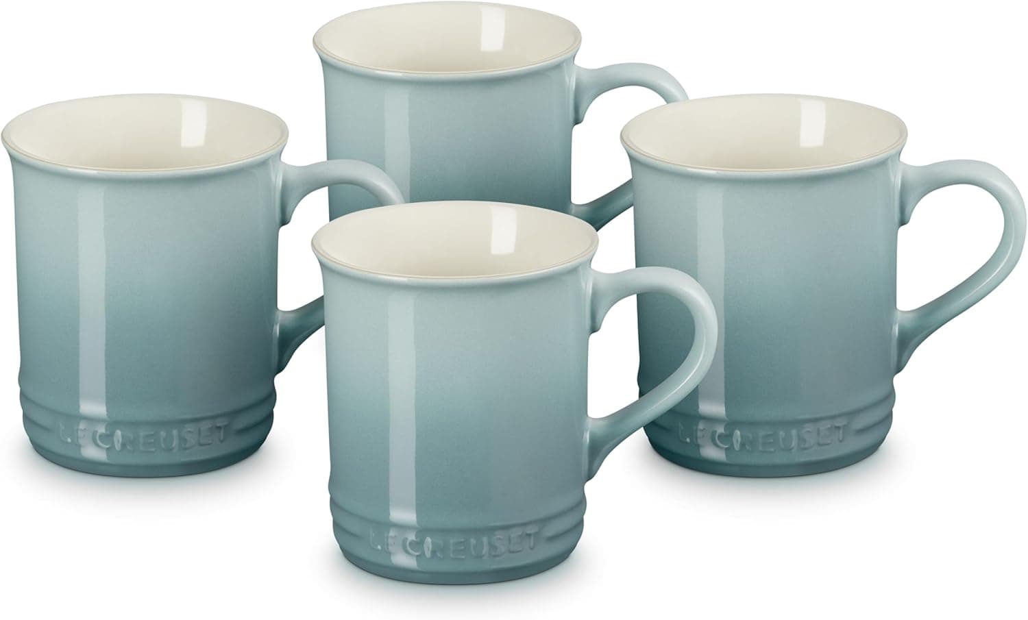 | Le Creuset Stoneware Set of 4 Mugs, 14 oz. each, Sea Salt: Coffee Cups & Mugs