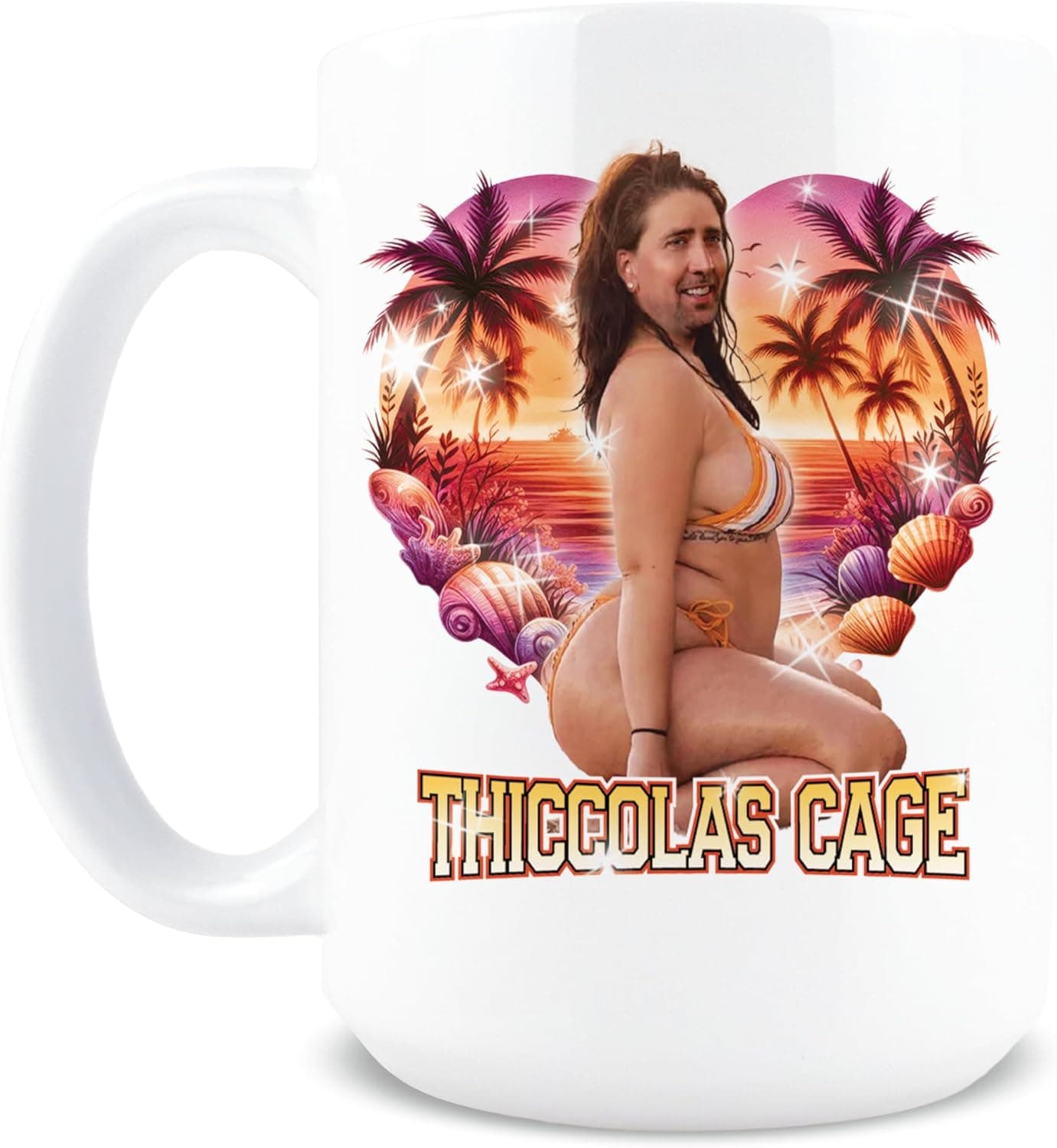 Hogg Thiccolas Cage Mug, 15 oz Ceramic Inappropriate Coffee Cup, Nicolas Cage Gifts for Adults