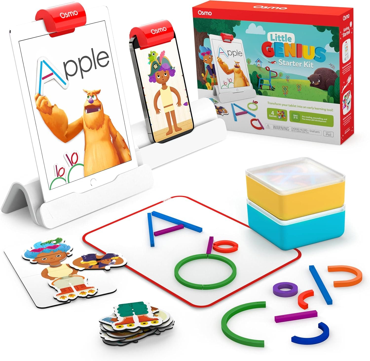 Osmo - Little Genius Starter Kit for iPad - 4 Hands-On Learning Games - Ages 3-5 - Problem Solving