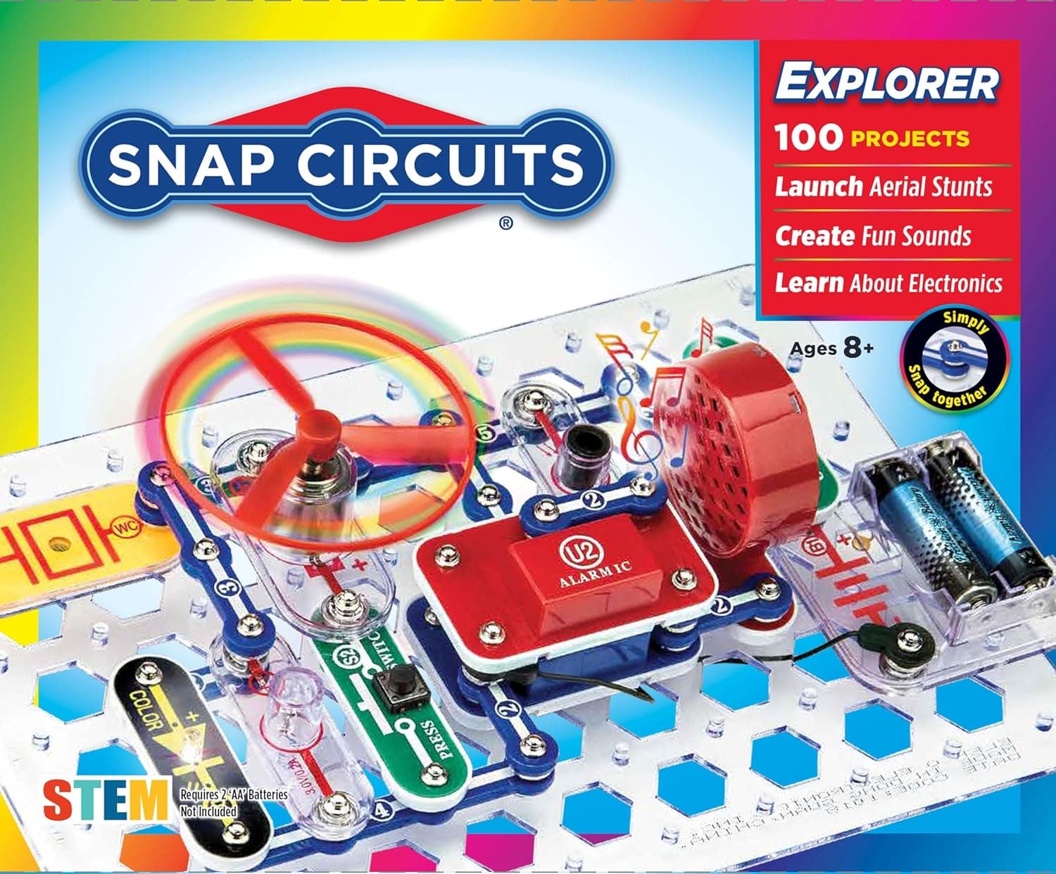 Snap Circuits Jr. SC-100 Electronics Exploration Kit, Over 100 Projects, Full Color Project Manual