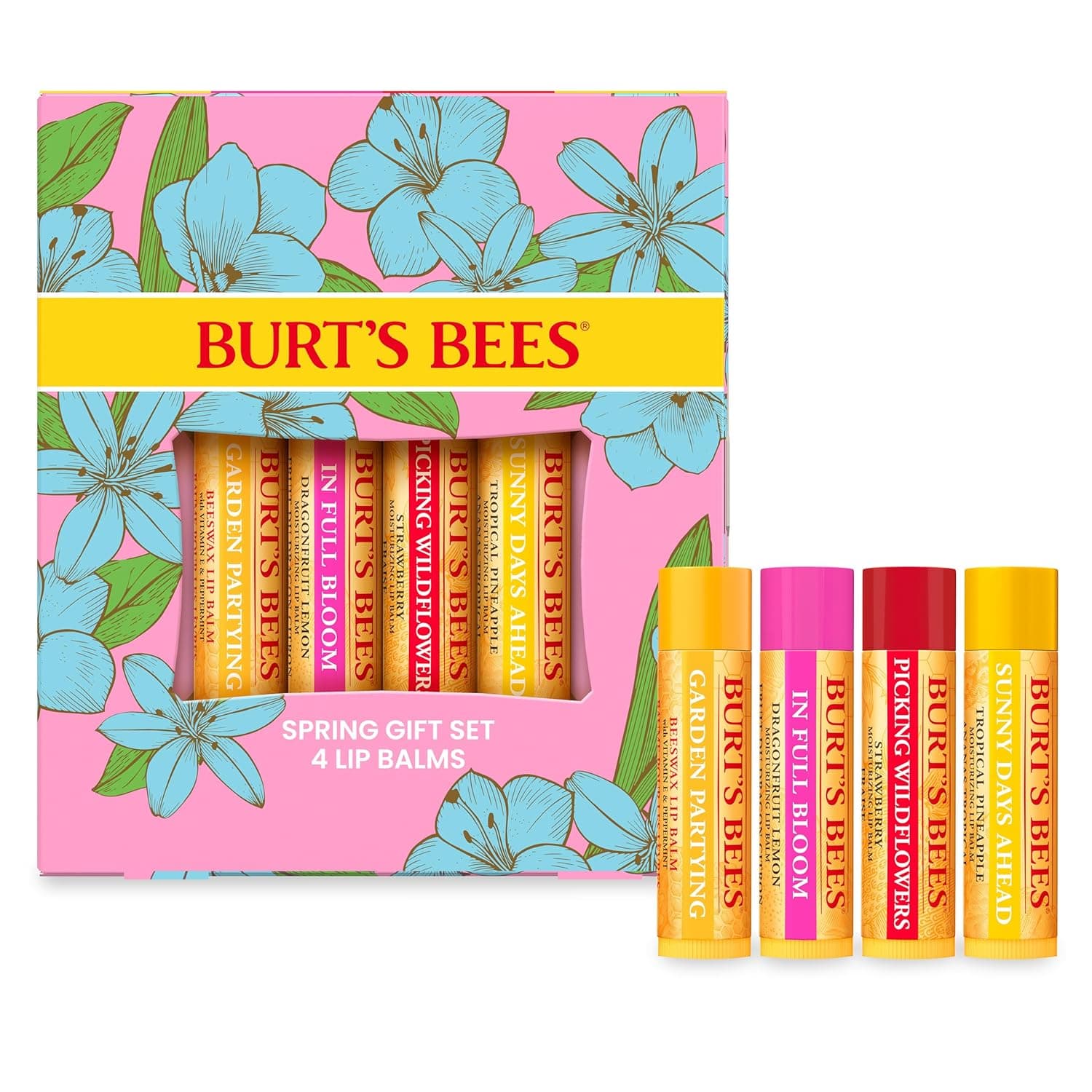 Burt's Bees Gifts Ideas - In Full Bloom Lip Balm Set, Original Beeswax, Dragonfruit Lemon